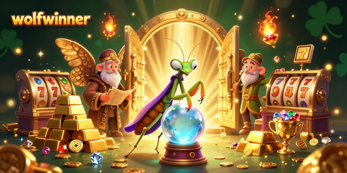 Join the wolfwinner fortune teller and moth librarian in an enchanting casino scene full of treasures.