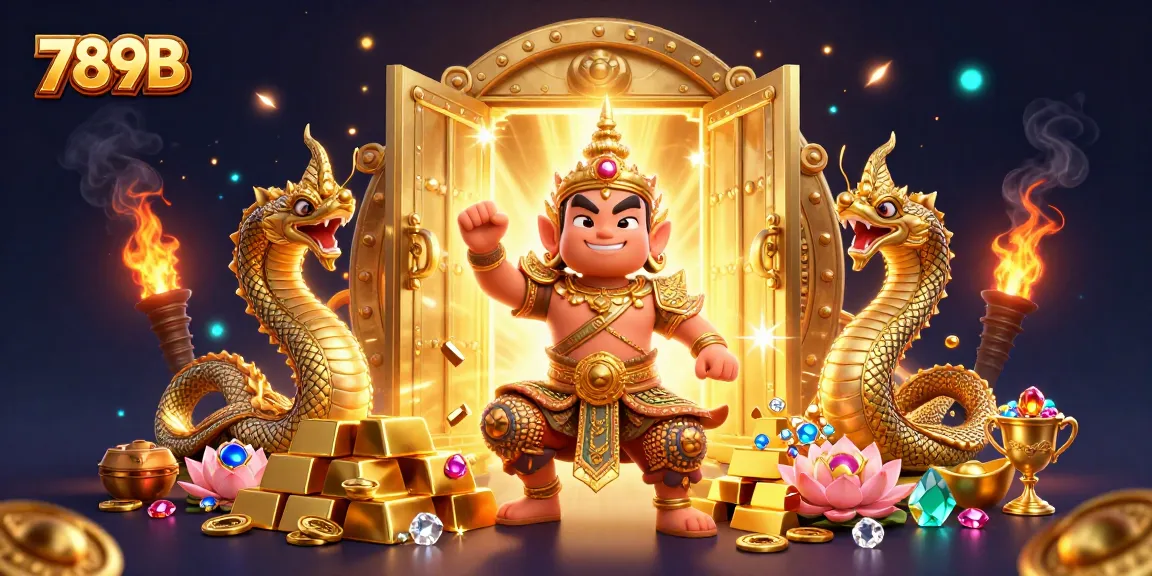 Experience thrilling wins with 789B as golden treasures and vibrant characters fill the casino scene