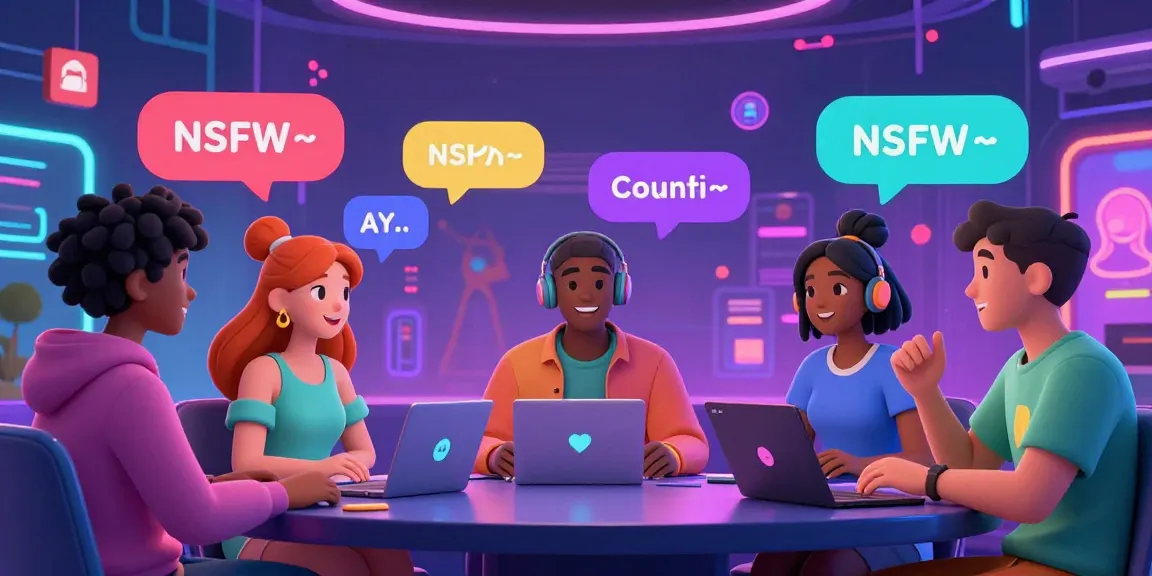 Dynamic scene showcasing engaging NSFW AI chat interactions with colorful virtual characters.