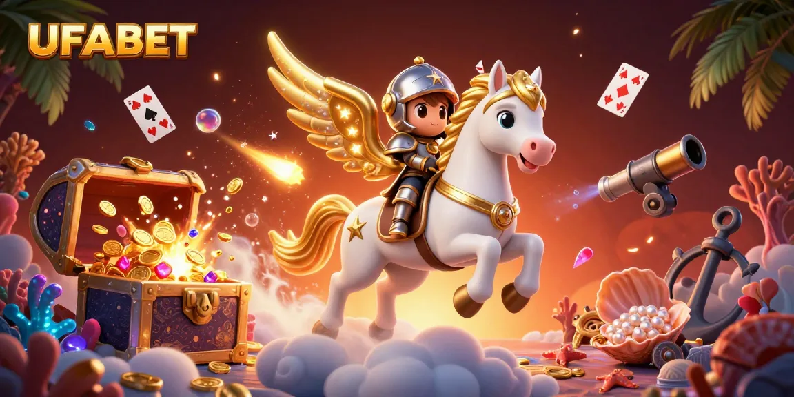 Experience the thrill of winning with UFABET's captivating 3D casino scene packed with dynamic gaming elements.
