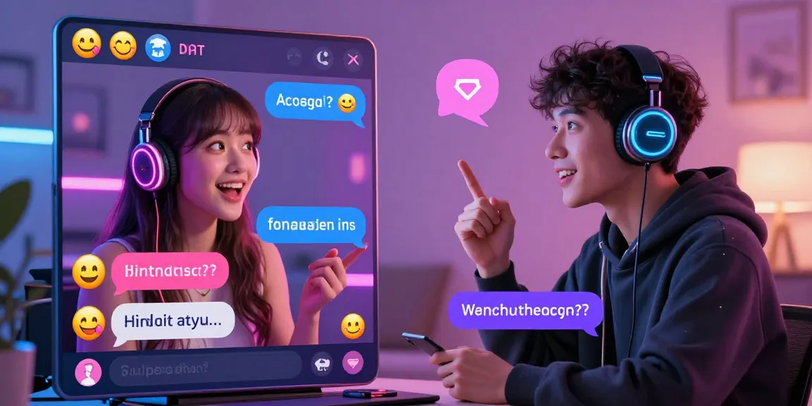 AI porn chat avatars in vibrant digital scene with engaging dialogue and playful interactions.