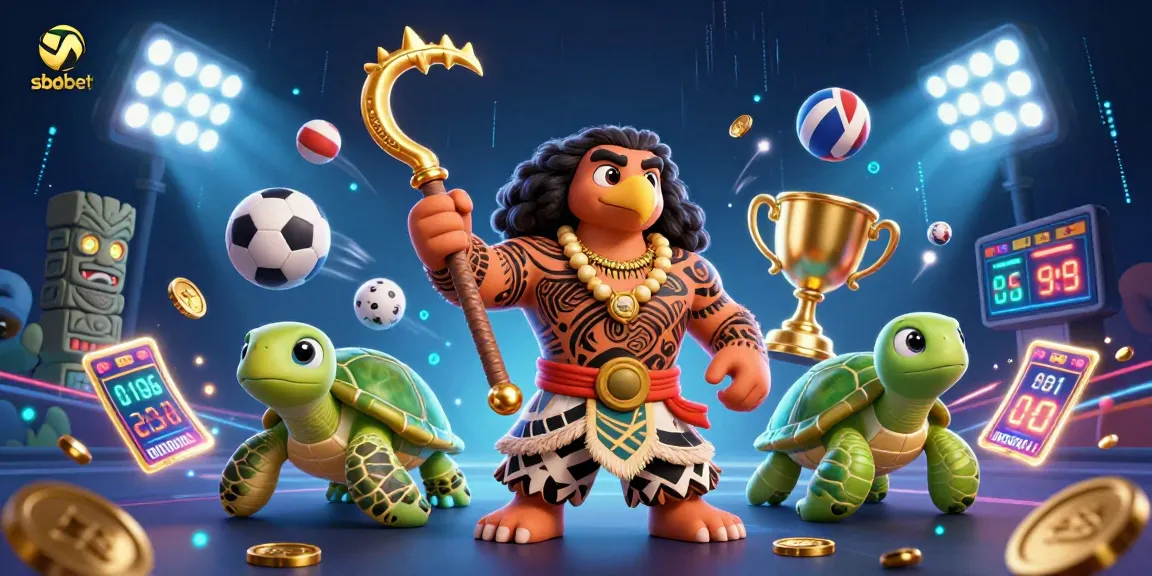Bet on sbobet with vibrant sports-themed illustration showcasing dynamic betting elements.